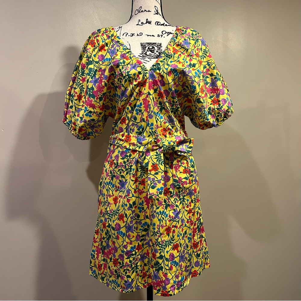 MaxMara Weekend Curvone Floral Yellow Waist Tie Dress
